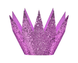 Lila light violet glitter birthday crown isolated white