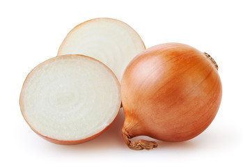 Bulbs of onion isolated on white background with clipping path