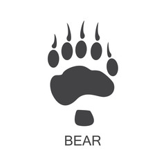 Obraz premium Vector illustration. Bear Paw Prints Logo. Black on White background. Animal paw print with claws.