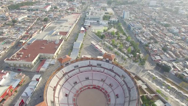 Aerial shot of a Bullring in Aguascalientes Mexico
