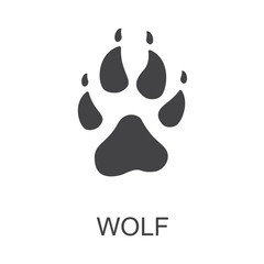 Vector illustration. Wolf Paw Prints Logo. Black on White background. Animal paw print with claws. © OnD