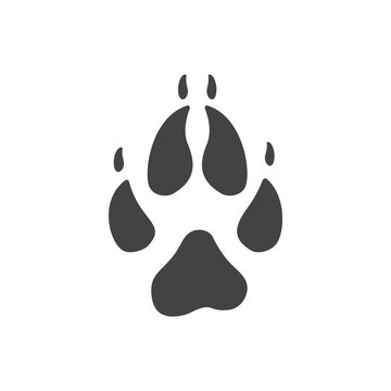 Vector illustration. Fox Paw Prints Logo. Black on White background. Animal paw print with claws.