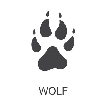 Vector illustration. Wolf Paw Prints Logo. Black on White background. Animal paw print with claws.