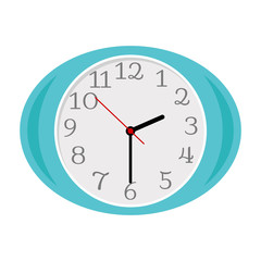Blue oval clock isolated on white