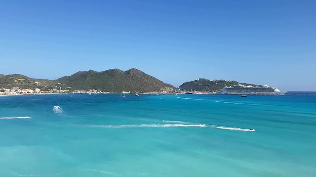Beautiful view of the island of St. Maarten close to cruise port. 