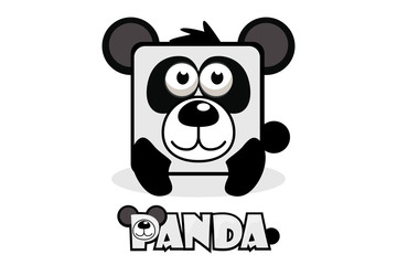 Obraz premium Cute cartoon square panda. Set vector animals