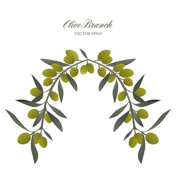 Olive branch wreath isolated. Vector Illustration