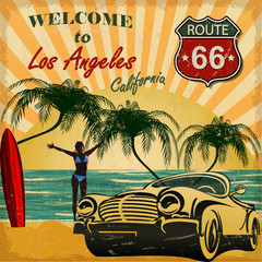 Welcome to Los Angeles, California retro poster.