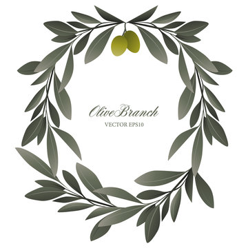 Olive branch wreath isolated. Vector Illustration