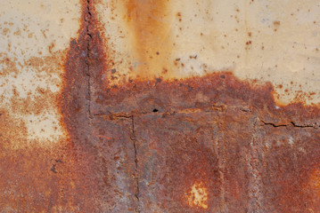 surface of rusty iron with remnants of old paint, texture background