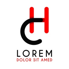 initial Letter CH with red Black and has rounded corners