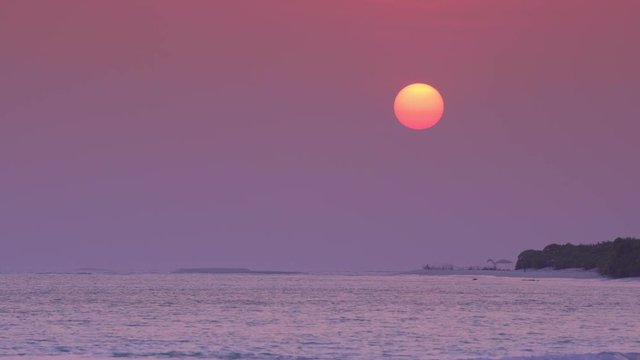 View at sunset on maldivian island