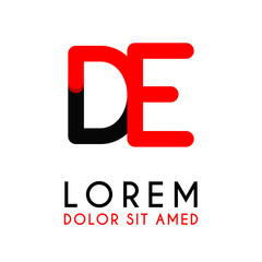 initial Letter DE with red Black and has rounded corners