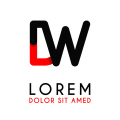 initial Letter DW with red Black and has rounded corners