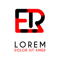 initial Letter ER with red Black and has rounded corners