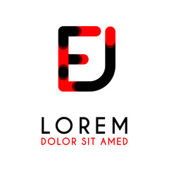 initial Letter FJ with red Black and has rounded corners