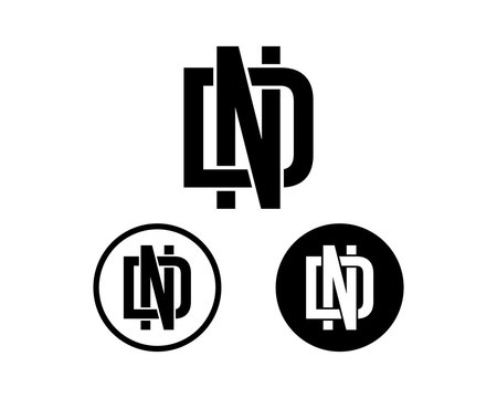 Initial Name Letter ND or DN Sign Symbol Icon Flat Logo Vector Set