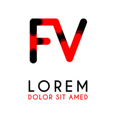 initial Letter FV with red Black and has rounded corners