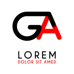 initial Letter GA with red Black and has rounded corners