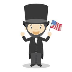 Abraham Lincoln cartoon character. Vector Illustration. Kids History Collection.