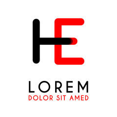 initial Letter HE with red Black and has rounded corners