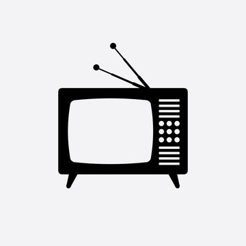 Retro tv vector black icon