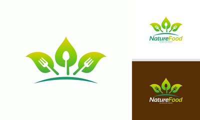 Nature Food logo designs concept, Leaf and Food logo template vector