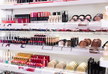 Variety of assortment of modern cosmetics store