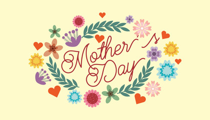 mothers day delicate romantic flowers banner vector illustration