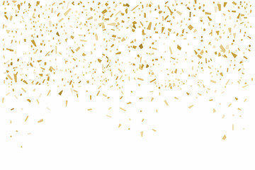 Golden confetti isolated on white background