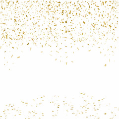 Golden confetti isolated on white background