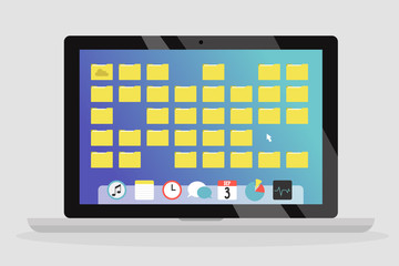 Folders on the desktop. Working on a computer. Technology. Concept. Flat editable vector illustration, clip art