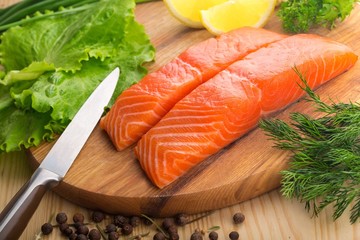 Raw salmon fillet