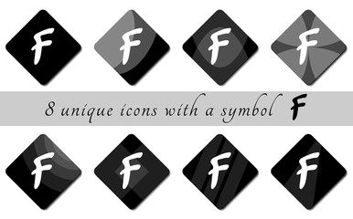 black and white buttons with symbol. black and white buttons. button icon. black icons for the site