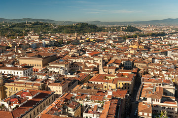 Fototapeta na wymiar Aerial view over Florence on a sunny day in autumn