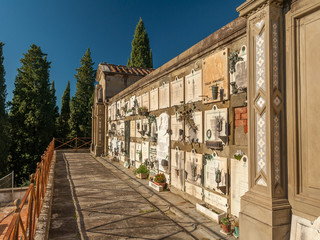Old italian cemetery in Florence on a sunny day in autumn