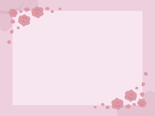 vector pink light card with frame of pink roses and petals cute festive