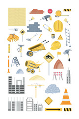 Icon set of under construction elements over white background, colorful design vector illustration