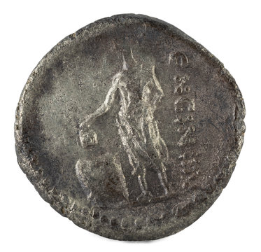 Roman Republic Coin. Ancient Roman silver denarius of the family Cassia. Reverse.