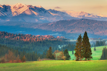 Fototapeta na wymiar Tatra mountains at the sunset