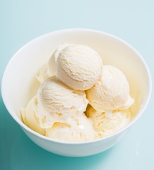 Fototapeta na wymiar Vanilla Ice Cream Scoops in a Bowl