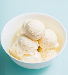 Vanilla Ice Cream Scoops in a Bowl