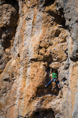  rock-climber climbs route with lower insurance
