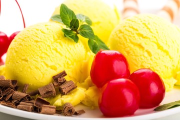 Ice Cream Scoops on a Plate