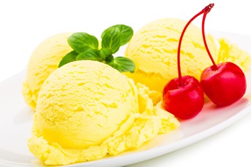 Ice Cream Scoops on a Plate