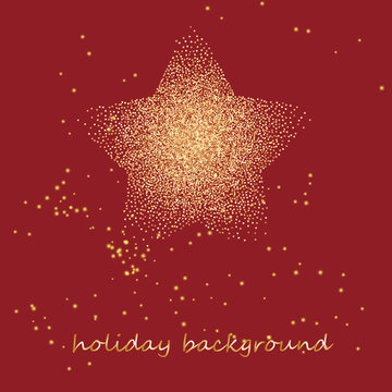 gold star on a festive red star burst background with glitter burst