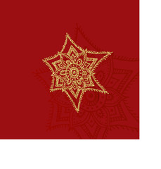 Fototapeta premium Elegant golden frame banner with gold crown, laurel wreath on ornate red background. Luxury floral background in vintage style.