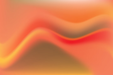 Vector illustration of orange abstract background with blurred magic light curved lines.