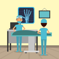 people x ray machine medical health care vector illustration