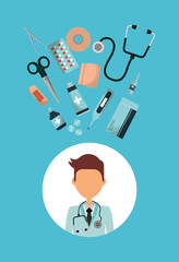 medical health doctor instruments medicine vector illustration